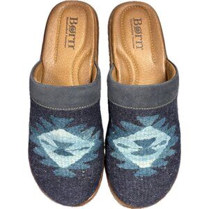 Born Shoes Womens 7 Bandy Blue Southwest Aztec Kilim Blanket Mule Clog
